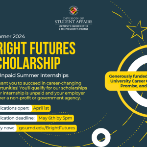 a promotional image for the bright future scholarship featuring a student testimonial.